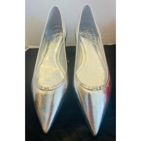 Tory Burch Shoes - TORY BURCH
Double T Buckle Pointed-toe Flat In Shiny Silver Women’s Size 10M New